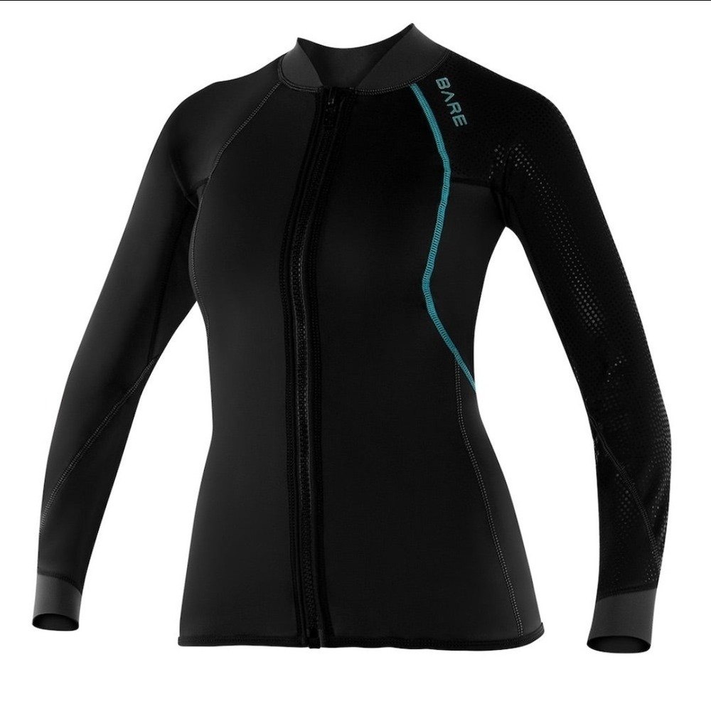 NWT! BARE ExoWear Women's Sz 2 Thermal Wetsuit Jacket Black Scuba Dive Surf